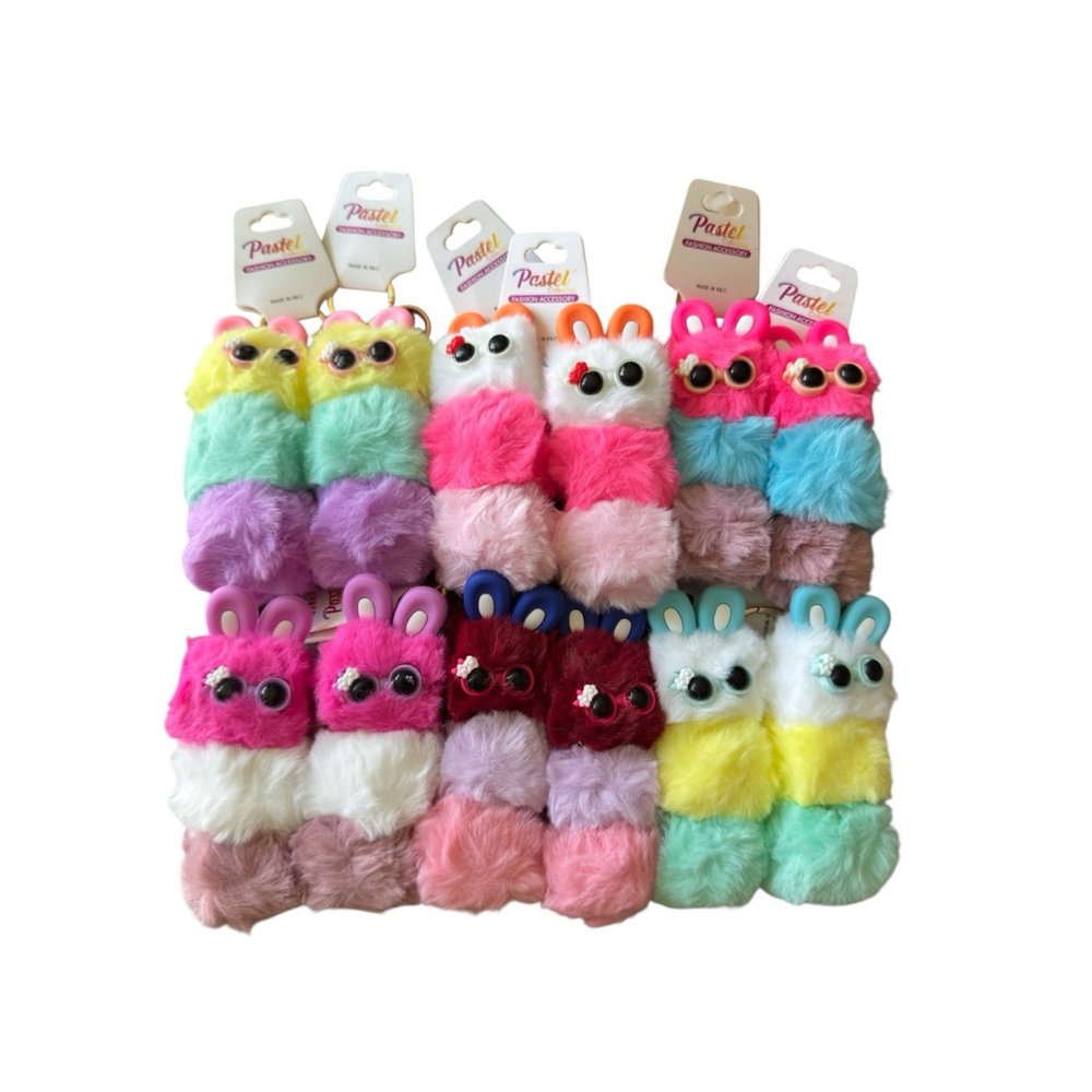 Pastels Plush Bunny Tricolor Keychain or Bag Charm Choose Color! NWT 3/$15✨